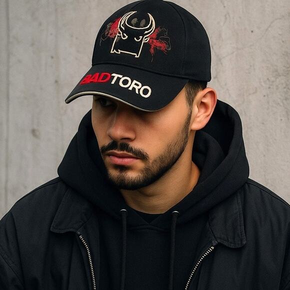Bad Toro Hat by Jordi Nogues Graffiti Bull Logo Embroidered Cap Streetwear Y2K - Picture 1 of 10